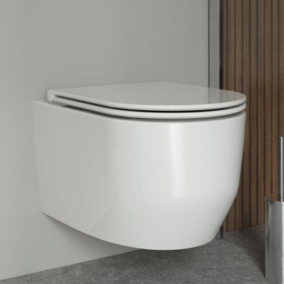 Zestaw Oltens Holsted miska WC wisząca PureRim z powłoką SmartClean z deską wolnoopadającą biały 42517000