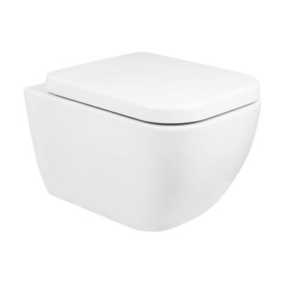 Zestaw Oltens Vernal miska WC wisząca z deską wolnoopadającą i stelaż podtynkowy Tece Base z przyciskiem Now biały/chrom błyszczący (9400407, 42002000, 45103000, 9240401)