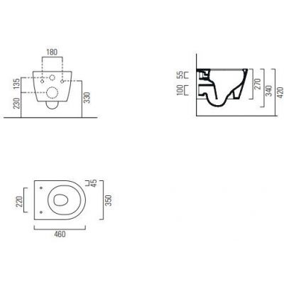 GSI Pura miska WC wisząca bez kołnierza Bianco Lucido 880211