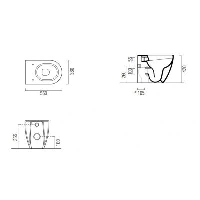 GSI Pura miska WC wisząca bez kołnierza Cener Opaco 880317