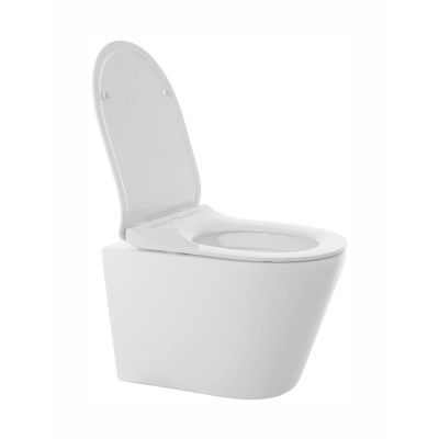 Rea Alan Rimless miska WC wisząca z deską wolnoopadającą Duroplast/Slim/ZM biały REA-C0761