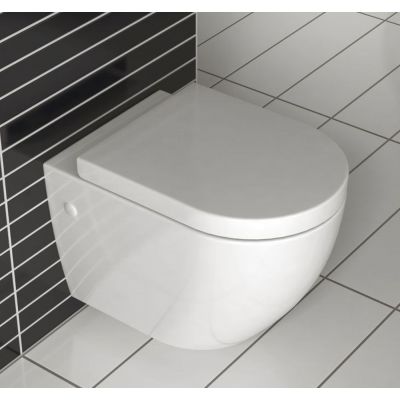 Rea Carlo Mini Rimless miska WC wisząca z deską wolnoopadającą ABS/ZM biały REA-C1000