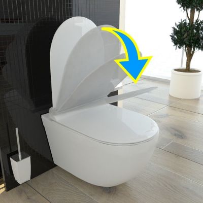 Rea Carter Rimless miska WC wisząca z deską wolnoopadającą Duroplast/Slim/ZM biały REA-C1400
