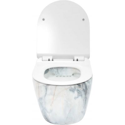 Rea Carlos miska WC wisząca bezkołnierzowa z deską sedesową granit shiny/biała REA-C8002