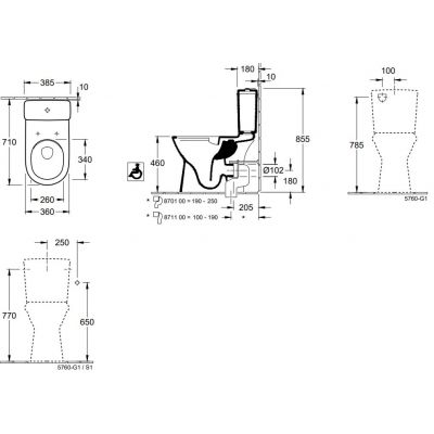 Villeroy & Boch O.Novo Vita miska WC kompakt stojąca bez kołnierza CeramicPlus Weiss Alpin 4620R0R1