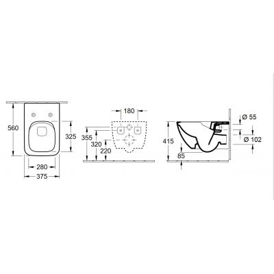 Villeroy & Boch Collaro Combi-Pack miska WC wisząca DirectFlush CeramicPlus z deską wolnoopadającą Stone White 4626HSRW