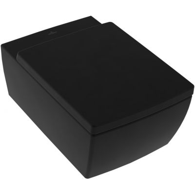 Villeroy & Boch Memento 2.0 miska WC wisząca bez kołnierza CeramicPlus Pure Black 4633R0R7