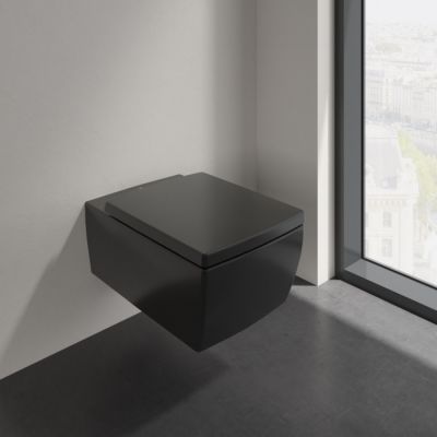 Villeroy & Boch Memento 2.0 miska WC wisząca bez kołnierza CeramicPlus Pure Black 4633R0R7