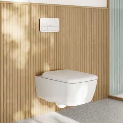 Villeroy & Boch Skyla TwistFlush [e3] combi-pack miska WC z deską wolnoopadającą wisząca bez kołnierza ze spłukiwaniem wirowym biały połysk 4682CL01