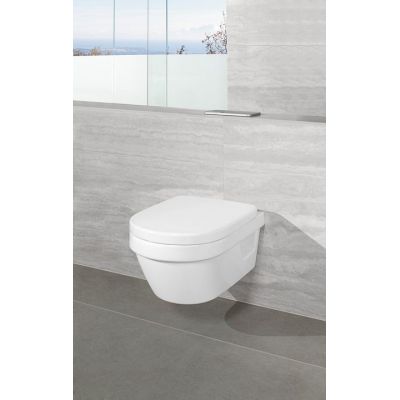 Villeroy & Boch Architectura combi-Pack zestaw miska WC wisząca bez kołnierza z deską wolnoopadającą Weiss Alpin 4687HR01