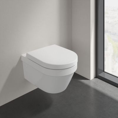 Villeroy & Boch Architectura Combi-Pack zestaw miska WC wisząca bez kołnierza z deską wolnoopadającą Weiss Alpin 4694HRR1