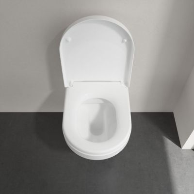 Villeroy & Boch Architectura Combi-Pack zestaw miska WC wisząca bez kołnierza z deską wolnoopadającą Weiss Alpin 4694HRR1