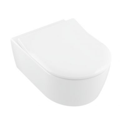 Villeroy & Boch Avento zestaw miska WC wisząca bez kołnierza z deską wolnoopadającą Weiss Alpin (5656R001, 9M87S101)