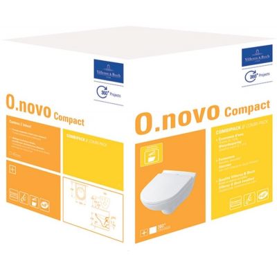 Villeroy & Boch O.Novo combi-Pack miska WC wisząca CeramicPlus z deską wolnoopadającą Weiss Alpin 5688H1R1