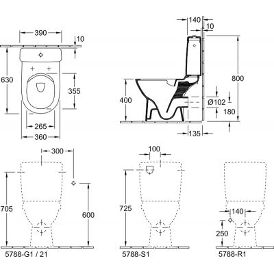 Villeroy & Boch O.Novo miska WC kompakt bez kołnierza lejowa CeramicPlus Weiss Alpin 5689R0R1