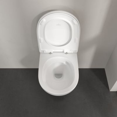 Villeroy & Boch O.Novo miska WC wisząca bez kołnierza ze spłukiwaniem wirowym CeramicPlus Weiss Alpin 5C39C0R1