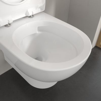 Villeroy & Boch O.Novo miska WC wisząca bez kołnierza ze spłukiwaniem wirowym CeramicPlus Weiss Alpin 5C39C0R1