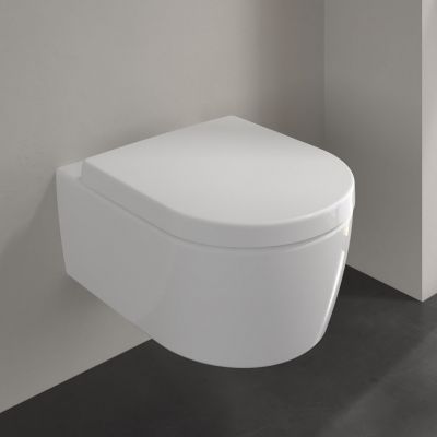 Villeroy & Boch Avento zestaw miska WC wisząca bez kołnierza z deską wolnoopadającą Weiss Alpin (5656R001, 9M77C101)