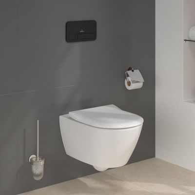 Zestaw Villeroy & Boch Subway 2.0 Combi-Pack stelaż podtynkowy miska WC wisząca z deską i przycisk czarny mat (92242700, 5614R201, 922490AN)