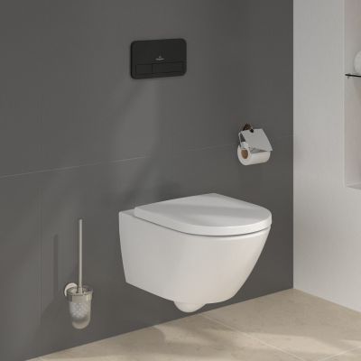 Zestaw Villeroy & Boch Subway 3.0stelaż podtynkowy miska WC wisząca z deską i przycisk czarny mat (92242700, 4670TSR1, 922490AN)