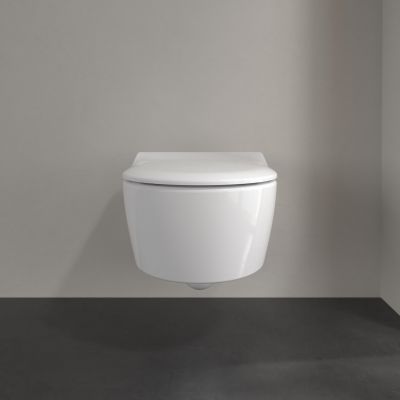 Villeroy & Boch Avento zestaw miska WC wisząca bez kołnierza z deską wolnoopadającą Weiss Alpin (5656R001, 9M87S101)