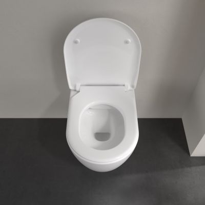 Villeroy & Boch Avento zestaw miska WC wisząca bez kołnierza z deską wolnoopadającą Weiss Alpin (5656R001, 9M87S101)