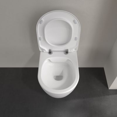 Villeroy & Boch Avento zestaw miska WC wisząca bez kołnierza z deską wolnoopadającą Weiss Alpin (5656R001, 9M87S101)