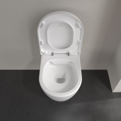 Villeroy & Boch Avento zestaw miska WC wisząca bez kołnierza z deską wolnoopadającą Weiss Alpin (5656R001, 9M77C101)