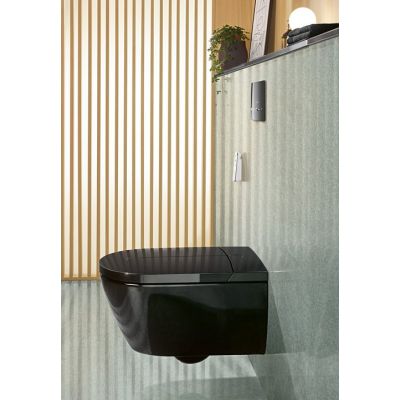 Villeroy & Boch ViClean Combi-Pack miska WC myjąca wisząca bez kołnierza CeramicPlus z deską Glossy Black V0E100S0
