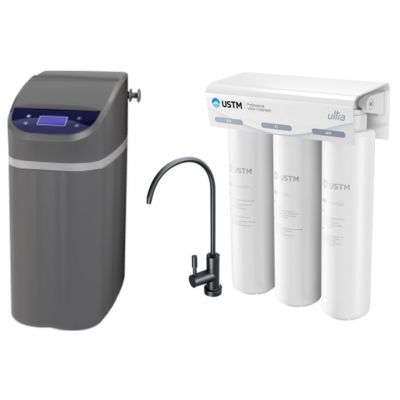 Zestaw USTM Grey Stacja uzdatniania wody z filtrem podzlewozmywakowym ULTRA z wylewką czarną (WS9LCDG, ULTRABLACKSTYLE)