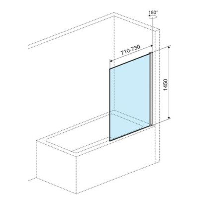 Actima Seria 900 parawan nawannowy 73 cm 1-częściowy chrom połysk/szkło przezroczyste KAAC.1619.730.LP
