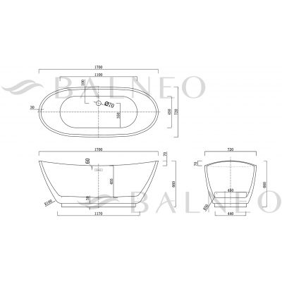 Balneo Parma wanna wolnostojąca 170x72 cm owalna biała J0101010301-1