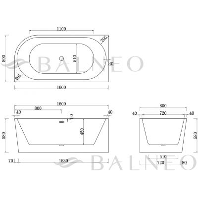 Balneo Avola wanna wolnostojąca 160x80 cm lewa owalna biała J0101010502-1
