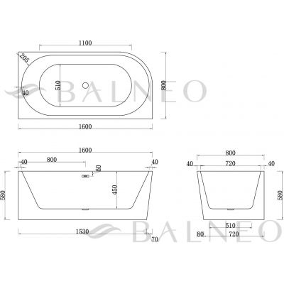 Balneo Avola wanna wolnostojąca 160x75 cm owalna biała J0101020402-1