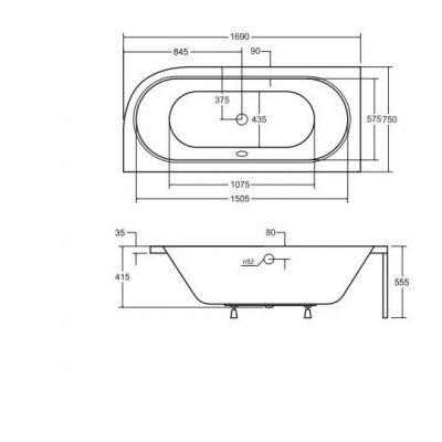 Besco Avita wanna narożna 170x75 cm lewa biała AVL-170-O-BI