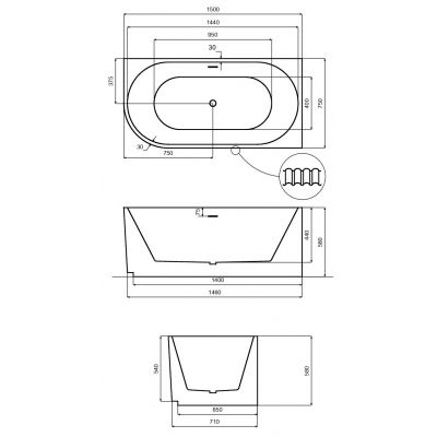 Besco Denaya wanna przyścienna 150x75 cm biała #WAS-150-DPW