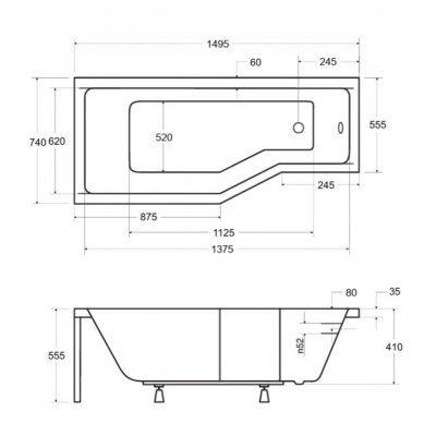 Besco Integra wanna narożna z parawanem 150x75 cm biała  I3L-150-O-BI
