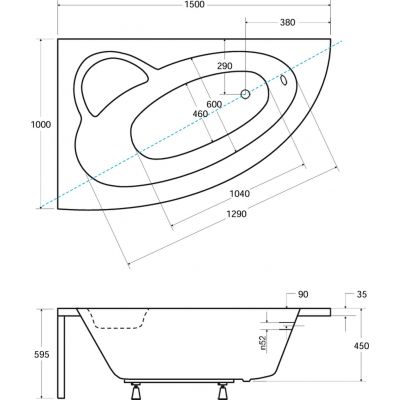 Besco Natalia wanna narożna 150x100 cm lewa biała #WAN-150-NL$