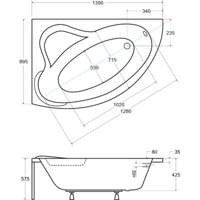 Besco Ada wanna narożna 139x89,5 cm lewa biała #WAA-140-NL