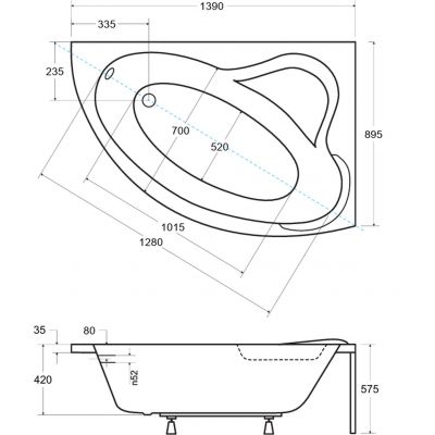 Besco Ada wanna narożna 139x89,5 cm prawa biała #WAA-140-NP