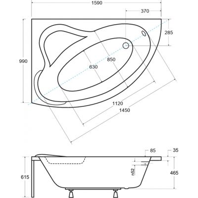 Besco Ada wanna narożna 159x99 cm lewa biała #WAA-160-NL