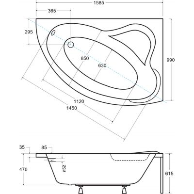 Besco Ada wanna narożna 158,5x99 cm prawa biała #WAA-160-NP
