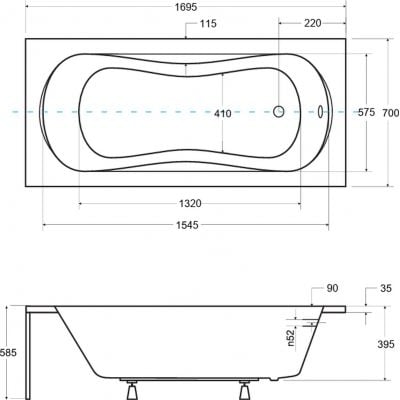Zestaw Besco Aria wanna prostokątna 170x70 cm z obudową (#WAA170PA, #OAP170UNI)
