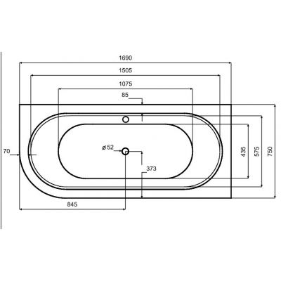 Besco Avita A-Line B&W wanna narożna 170x75 cm prawa czarny/biały #WAA-17ABPCN