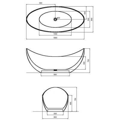 Besco Axya wanna wolnostojąca 180x80 cm owalna Blue Wave #WAA-180-BWC