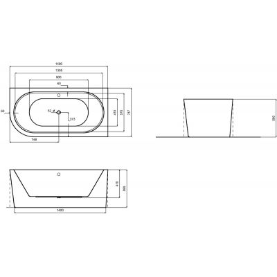 Besco Avita A-Line wanna przyścienna 150x75 cm prostokątna biała #WAA-150APN