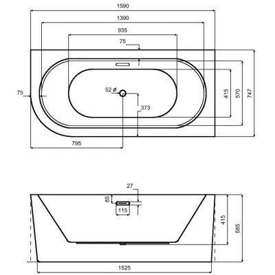 Besco Avita A-Line wanna przyścienna 160x75 cm prostokątna biała #WAA-160APCS