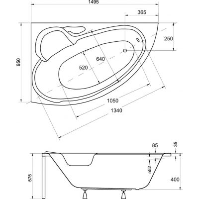 Besco Bianka wanna narożna 149,5x95 cm lewa biała #WAB-150-NL
