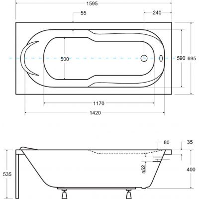 Besco Bona wanna prostokątna 159,5x69,5 cm biała #WAB-160-PK