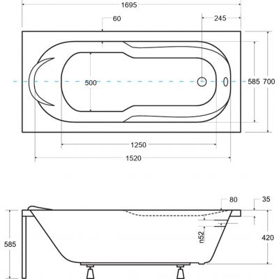 Besco Bona wanna prostokątna 169,5x70 cm biała #WAB-170-PK